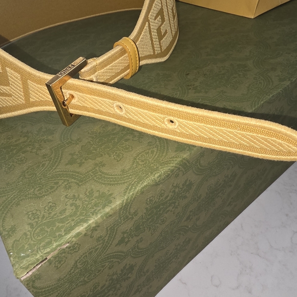 Fendi Wide FF Logo Jacquard Belt in Yellow Size 38 Like New Never Worn main image 7